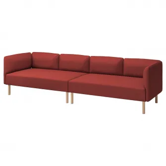 IKEA LILLEHEM Canapea modulara, 4 locuri, Gunnared/maro-rosu lemn