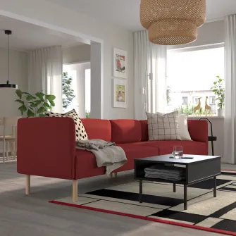 IKEA LILLEHEM Canapea modulara, 4 locuri, Gunnared/maro-rosu lemn