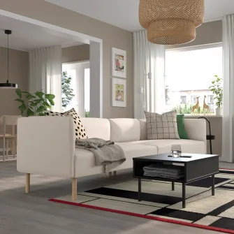 IKEA LILLEHEM Canapea modulara, 4 locuri, Vissle/bej lemn