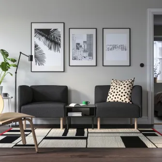 IKEA LILLEHEM Canapea modulara 2loc+masuta, Gunnared gri inchis/lemn