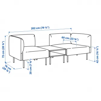 IKEA LILLEHEM Canapea modulara 2loc+masuta, Gunnared/maro-rosu lemn