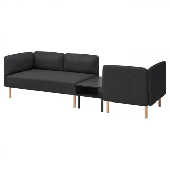 IKEA LILLEHEM Canapea modulara 3 locuri+masuta, Gunnared gri inchis/lemn