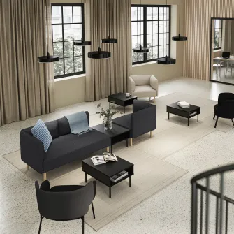 IKEA LILLEHEM Canapea modulara 3 locuri+masuta, Gunnared gri inchis/lemn