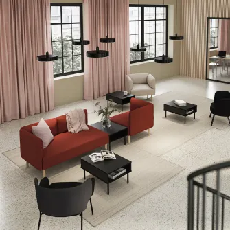 IKEA LILLEHEM Canapea modulara 3 locuri+masuta, Gunnared maro-rosu/lemn