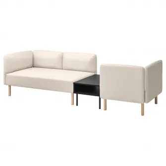 IKEA LILLEHEM Canapea modulara 3 locuri+masuta, Vissle bej/lemn