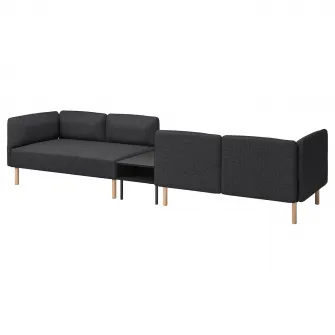 IKEA LILLEHEM Canapea modulara 4 locuri+masuta, Gunnared gri inchis/lemn