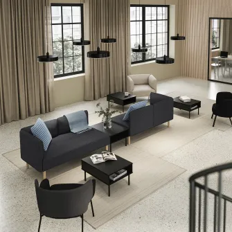 IKEA LILLEHEM Canapea modulara 4 locuri+masuta, Gunnared gri inchis/lemn