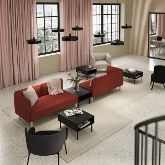 IKEA LILLEHEM Canapea modulara 4 locuri+masuta, Gunnared maro-rosu/lemn