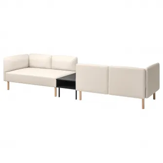 IKEA LILLEHEM Canapea modulara 4 locuri+masuta, Vissle bej/lemn