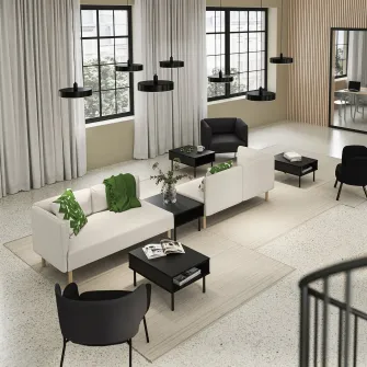 IKEA LILLEHEM Canapea modulara 4 locuri+masuta, Vissle bej/lemn