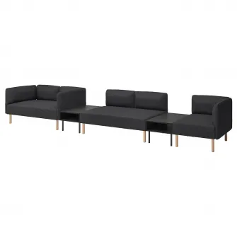 IKEA LILLEHEM Canapea modulara 5 locuri+masuta, Gunnared/gri inchis lemn