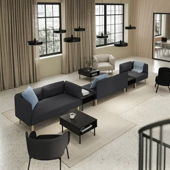 IKEA LILLEHEM Canapea modulara 5 locuri+masuta, Gunnared/gri inchis lemn