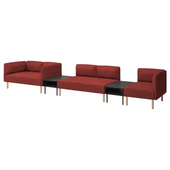 IKEA LILLEHEM Canapea modulara 5 locuri+masuta, Gunnared/maro-rosu lemn