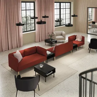 IKEA LILLEHEM Canapea modulara 5 locuri+masuta, Gunnared/maro-rosu lemn