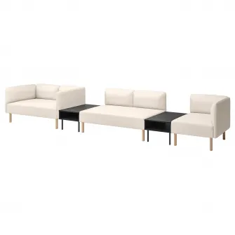 IKEA LILLEHEM Canapea modulara 5 locuri+masuta, Vissle/bej lemn
