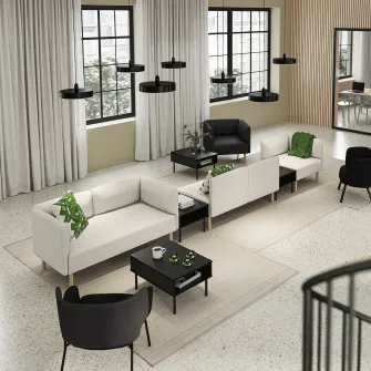 IKEA LILLEHEM Canapea modulara 5 locuri+masuta, Vissle/bej lemn