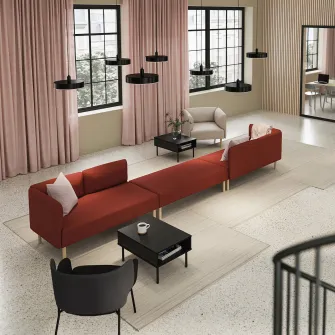 IKEA LILLEHEM Canapea modulara 6 locuri, Gunnared/maro-rosu lemn