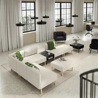 IKEA LILLEHEM Canapea modulara cu 6 locuri+masuta, Vissle/bej lemn