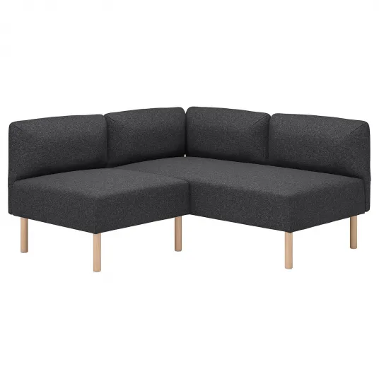 IKEA LILLEHEM Coltar modular, 2 locuri, Gunnared gri inchis/lemn