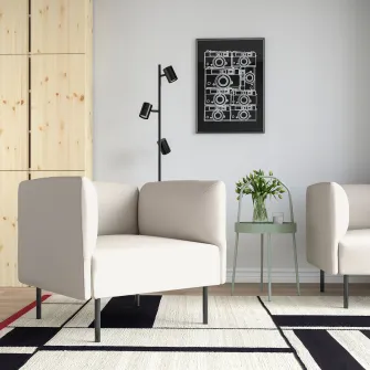 IKEA LILLEHEM Fotoliu, Vissle/bej metal