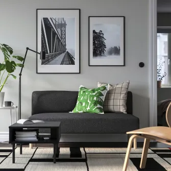 IKEA LILLEHEM Modul 2 locuri, Gunnared/gri inchis lemn