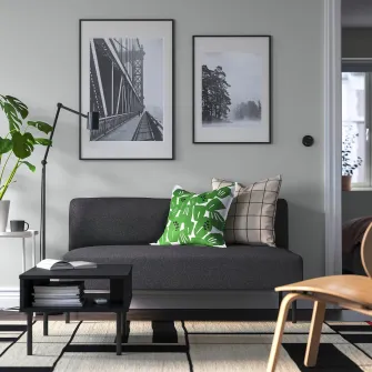 IKEA LILLEHEM Modul 2 locuri, Gunnared/gri inchis metal
