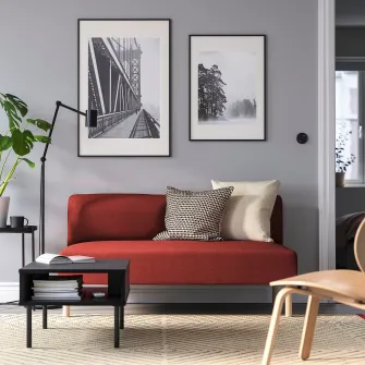 IKEA LILLEHEM Modul 2 locuri, Gunnared/maro-rosu lemn