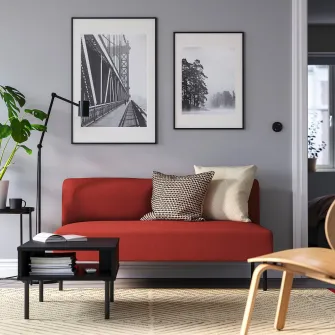 IKEA LILLEHEM Modul 2 locuri, Gunnared/maro-rosu metal