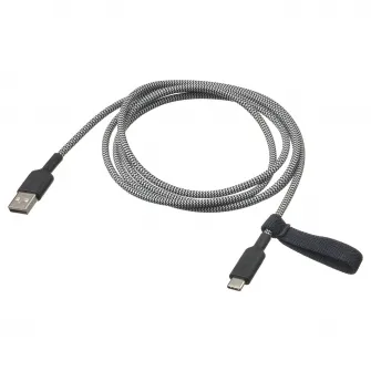 IKEA LILLHULT Cablu USB tip A la USB tip C, negru/alb, 1.5 m
