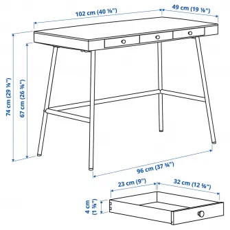 IKEA LILLÅSEN Birou, bambus, 102x49 cm