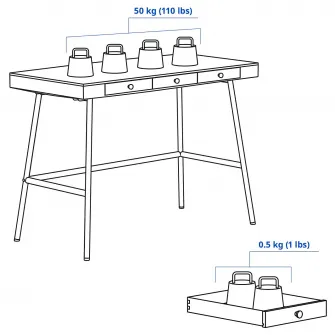 IKEA LILLÅSEN Birou, bambus, 102x49 cm