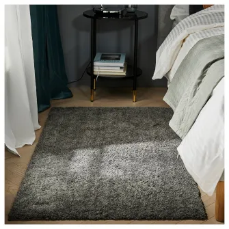 IKEA LINDKNUD Covor, fir lung, gri inchis, 80x150 cm