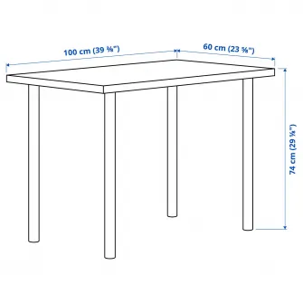IKEA LINNMON / ADILS Masa, alb/negru, 100x60 cm