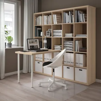 IKEA LINNMON Blat, vopsit alb aspect stejar, 100x60 cm