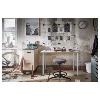 IKEA LINNMON Blat, vopsit alb aspect stejar, 100x60 cm