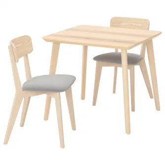 IKEA LISABO / LISABO Masa + 2 scaune, frasin/Tallmyra alb/negru, 88x78 cm