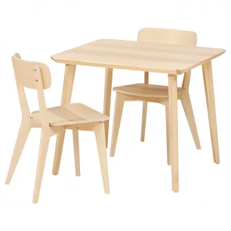 IKEA LISABO / LISABO Masa + 2 scaune, furnir frasin/furnir frasin, 88 cm