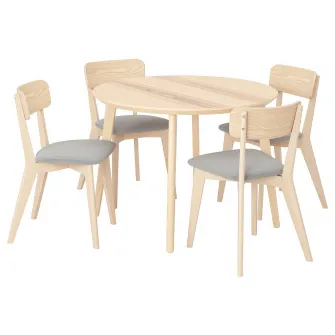 IKEA LISABO / LISABO Masa + 4 scaune, frasin/Tallmyra alb/negru, 105 cm