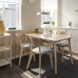 IKEA LISABO / LISABO Masa + 4 scaune, frasin/Tallmyra alb/negru, 140x78 cm