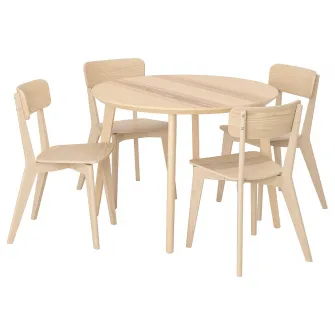 IKEA LISABO / LISABO Masa + 4 scaune, furnir frasin/frasin, 105 cm