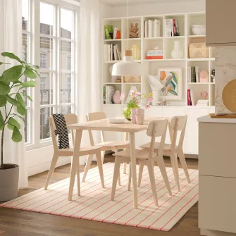 IKEA LISABO / LISABO Masa + 4 scaune, furnir frasin/frasin, 140x78 cm