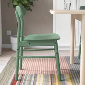 IKEA LISABO / RÖNNINGE Masa + 2 scaune, furnir frasin/verde, 88x78 cm