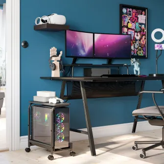 IKEA LÅNESPELARE Suport computer cu polita, negru, 50x27 cm