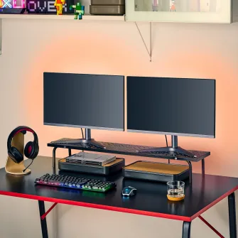IKEA LÅNESPELARE Suport pentru monitor, negru, 97x19 cm