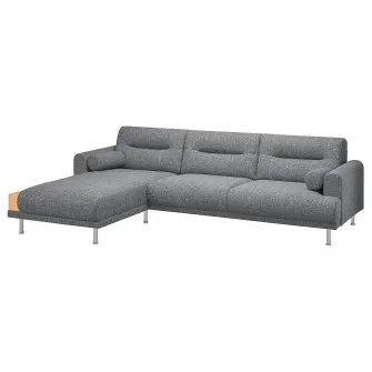 IKEA LÅNGARYD Canapea 3locuri+sezlong, stanga, Lejde gri/negru/metal