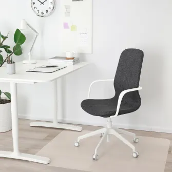 IKEA LÅNGFJÄLL Scaun de conferinta cu brate, Gunnared gri inchis/alb