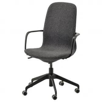 IKEA LÅNGFJÄLL Scaun de conferinta cu brate, Gunnared gri inchis/negru
