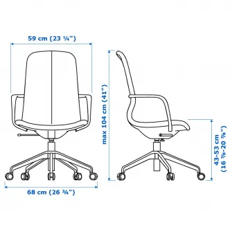 IKEA LÅNGFJÄLL Scaun de conferinta cu brate, Gunnared gri inchis/negru