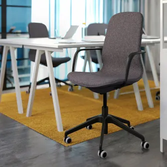 IKEA LÅNGFJÄLL Scaun de conferinta cu brate, Gunnared gri inchis/negru