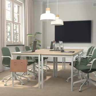 IKEA LÅNGFJÄLL Scaun de conferinta cu brate, Gunnared verde-gri/alb